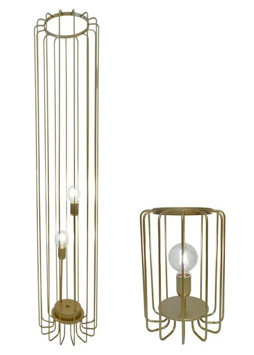 Italian Futurist Gold Metal Table & Floor Lamp (1 of 13)
