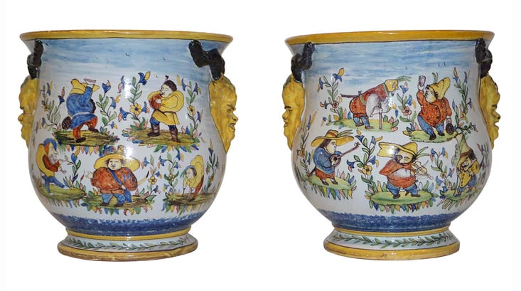 1870s French Pair of Majolica Jardinieres or Vases (1 of 8)