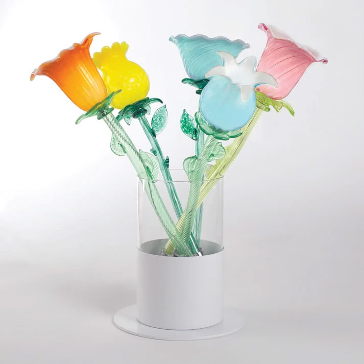 (6) Alessandra Baldereschi Glass Flowers with Vase (1 of 12)