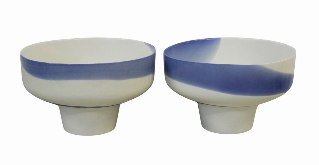 Vintage Pr of Murano Glass Blue & White (1 of 4)