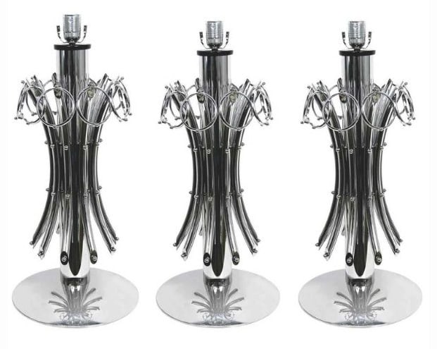 (3) 1970s Italian Nickel Table Lamps with Pendant (1 of 6)