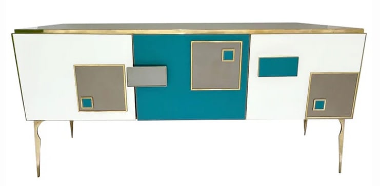 Modern Italian Geometric Postmodern Brass Cabinet. (1 of 6)