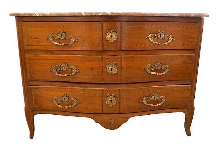 1770s Bow Front French Marquetry Commode with (1 of 8)
