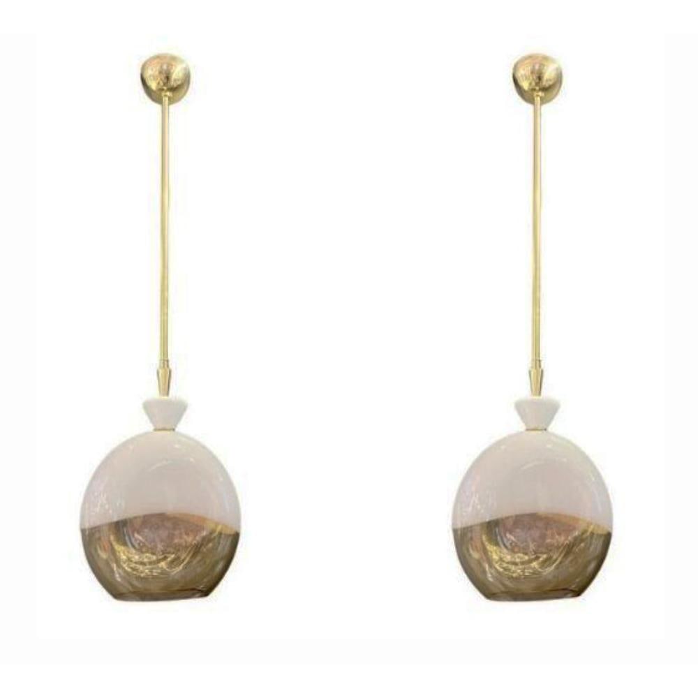 Bespoke Italian Flat Spheroid Murano Glass Pendant (1 of 7)