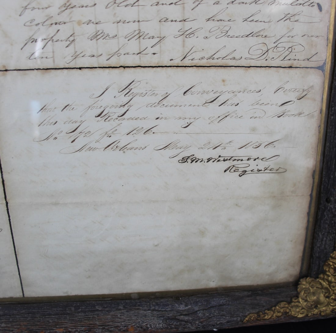 2 Antique Slave Documents Framed - 13