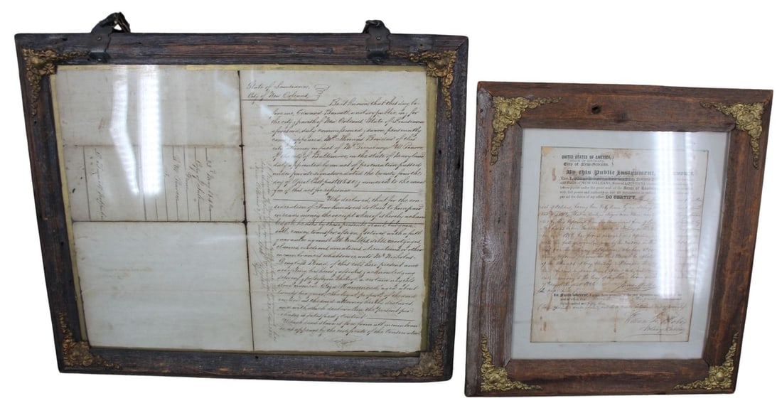 2 Antique Slave Documents Framed - 14