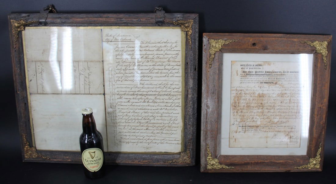 2 Antique Slave Documents Framed - 2