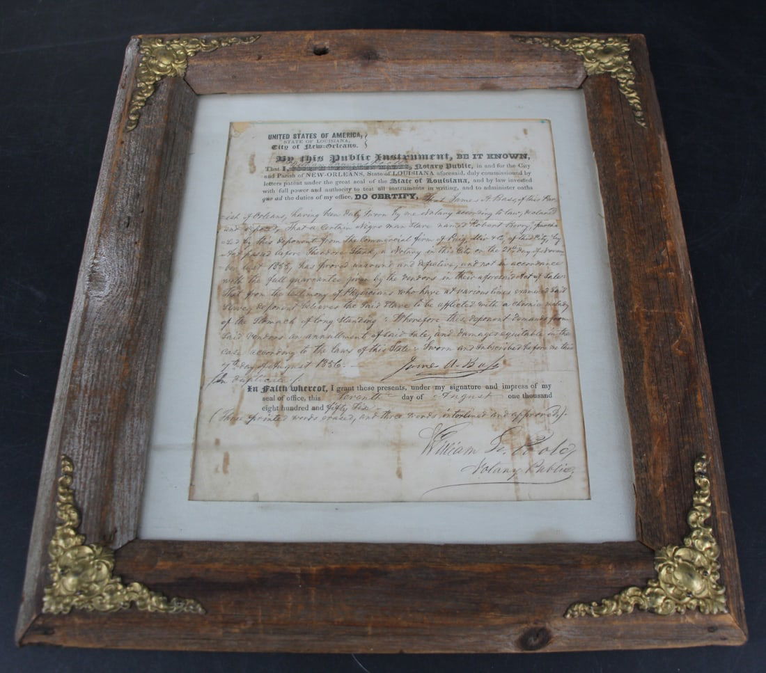 2 Antique Slave Documents Framed - 3