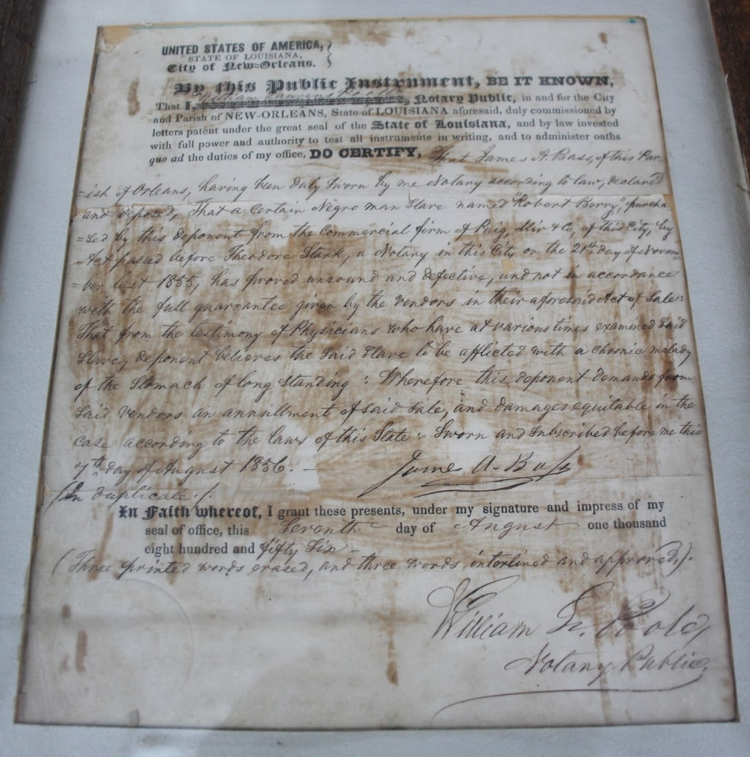2 Antique Slave Documents Framed - 4