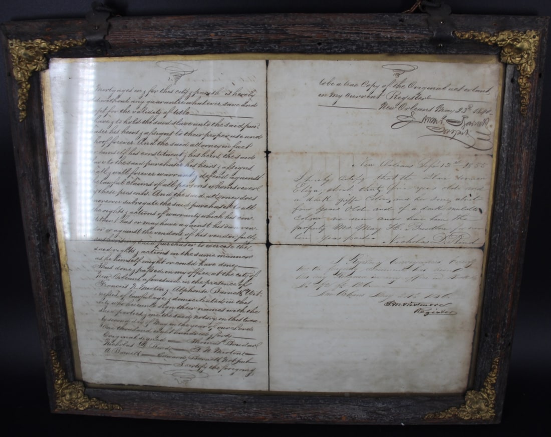 2 Antique Slave Documents Framed - 9