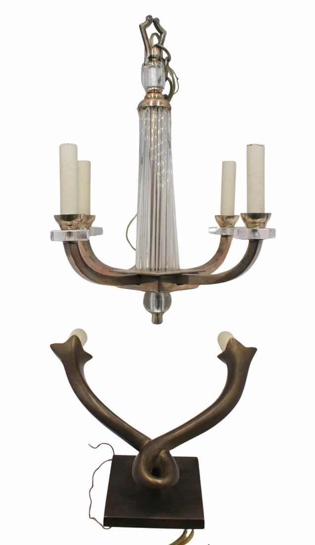 Art Deco 4 Arm Chrome Chandelier Together with a (1 of 7)