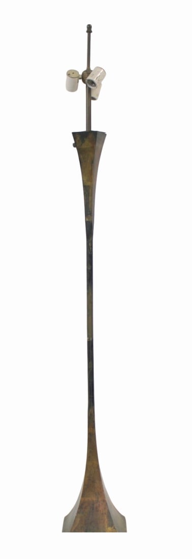 Stewart Ross James Modern Bronze Floor Lamp: STEWARD ROSS HANSEN; Bronze and brass floor lamp; Stamped Robert Anseth, made in Japan .From a LIC NY estate - Dimensions: 63'' x 8''