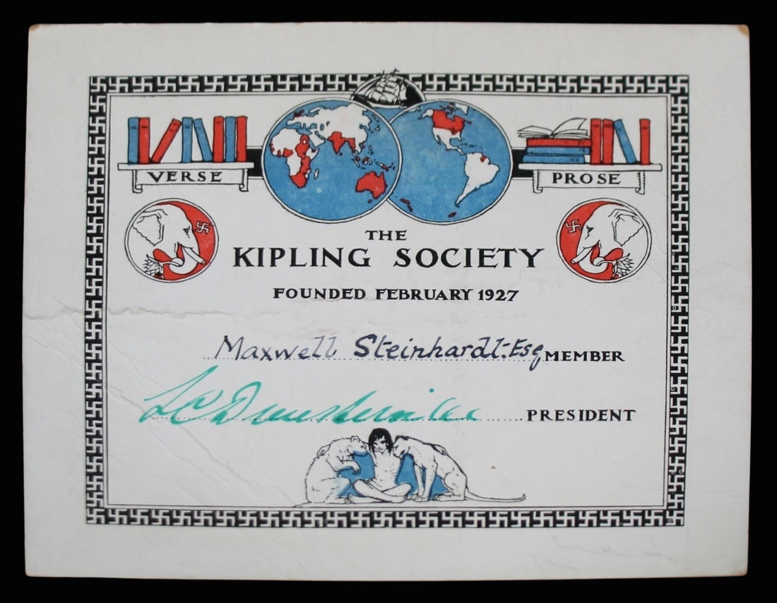The Kipling Society Membership Card Signed 1932 (1 of 11)