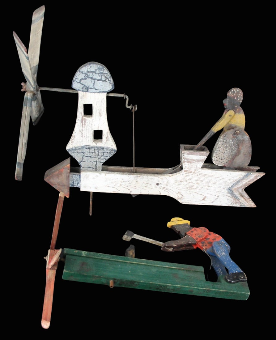 2 Antique Folk Art Whirligigs Black Americana. (1 of 7)