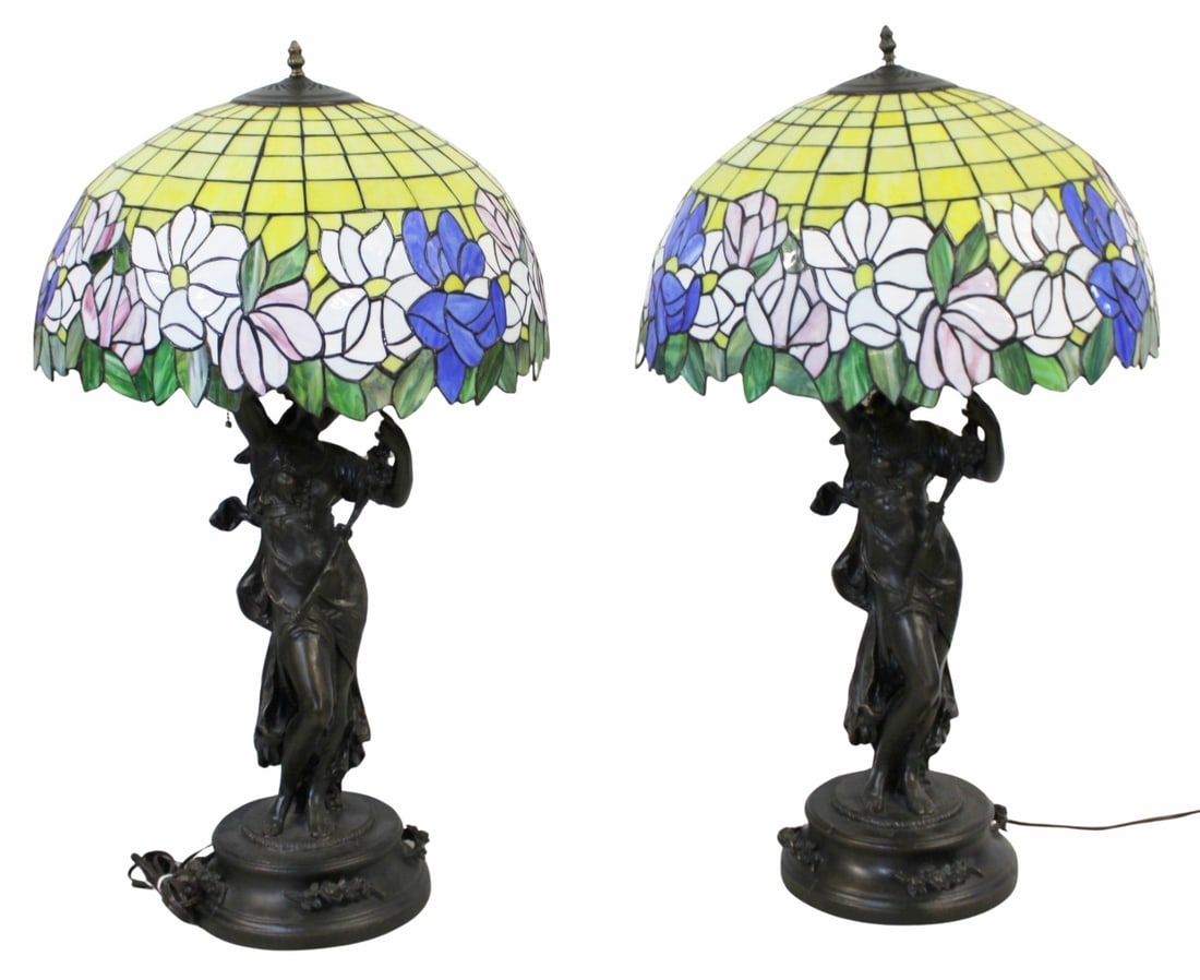 2 Quality Reproduction Figural Lamps With Tiffany (1 of 10)
