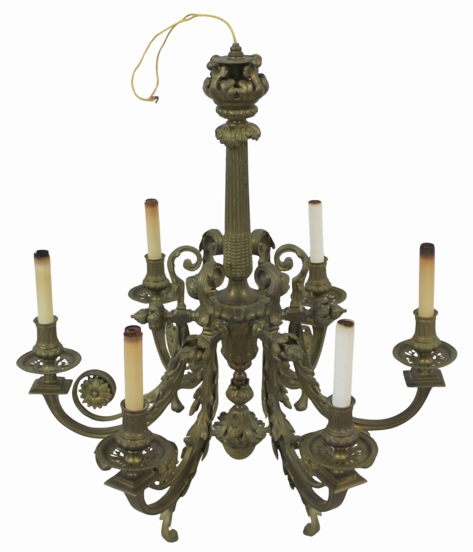 A Fine Quality Bronze 6 Light Chandelier (1 of 8)