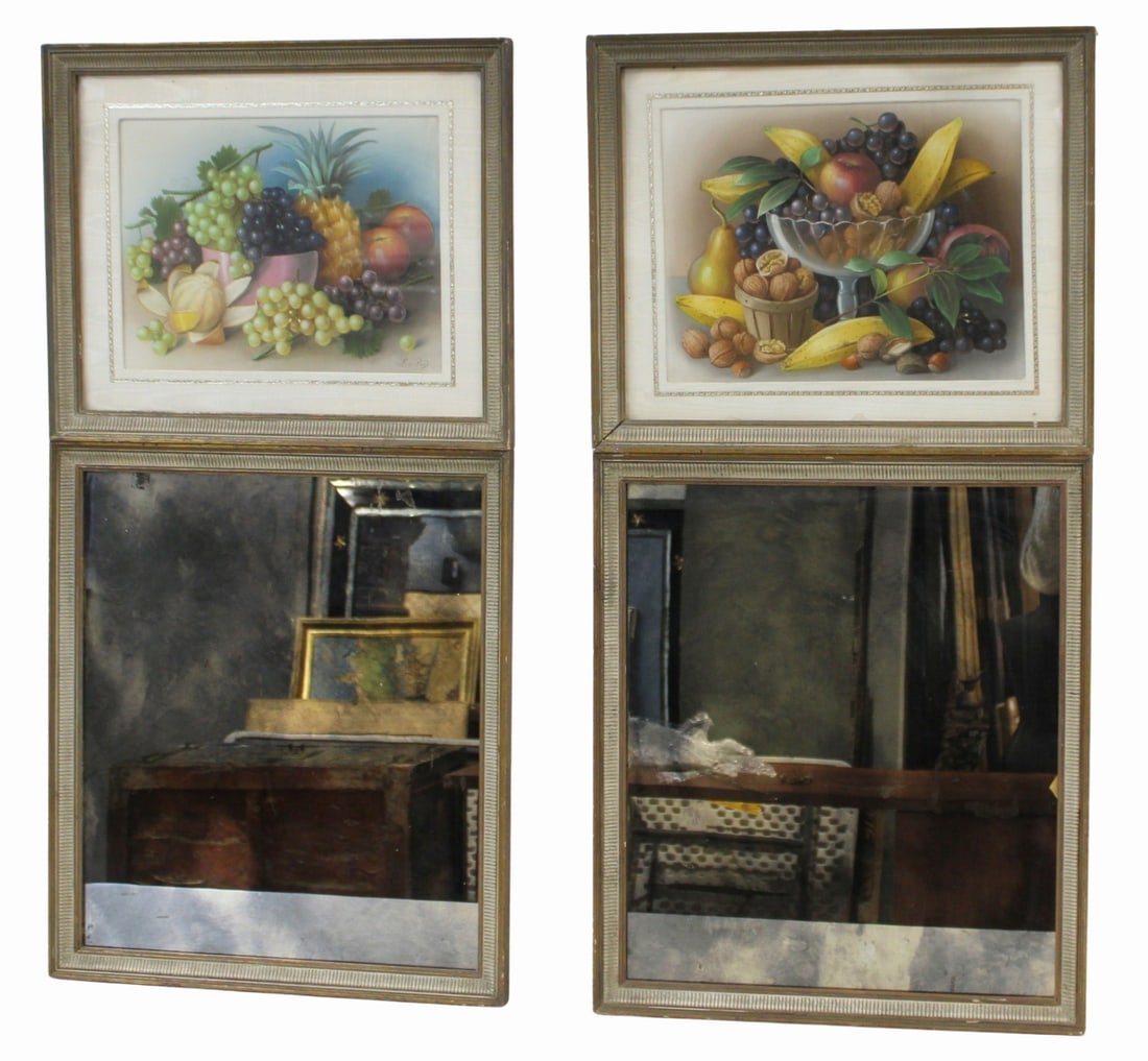 A Pair Of Trumeau Mirrors With Pastel Still Lives (1 of 9)