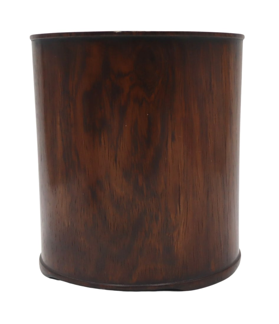 Chinese, Possibly HuangHuali, Wood Brush Pot.: With beautiful grain. From a Long Island, NY estate. Dimensions: brush pot measures approx. 6.25" in diameter x 6.875" h.