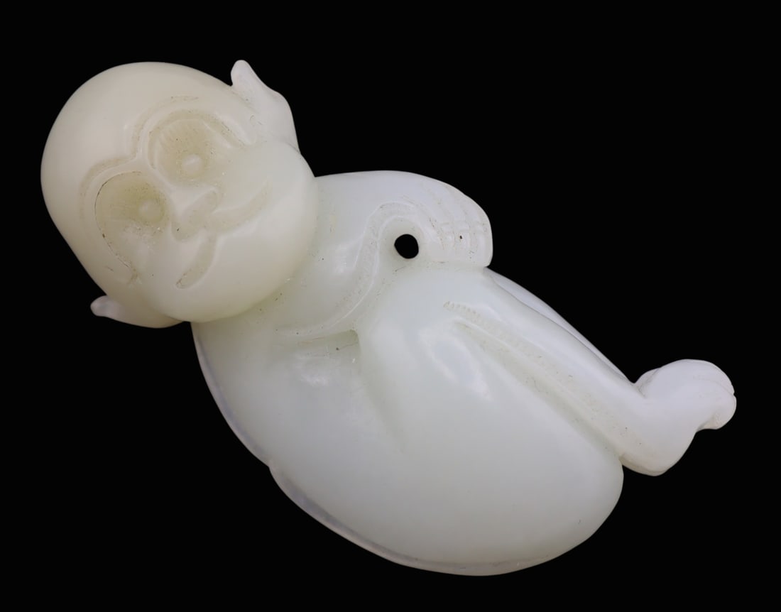 Chinese Celadon Jade Monkey, 37.5 grams. (1 of 8)