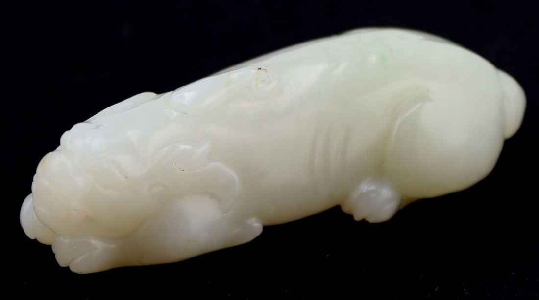 Chinese White Jade Carved Mystical Beast, 53.6 gms (1 of 11)