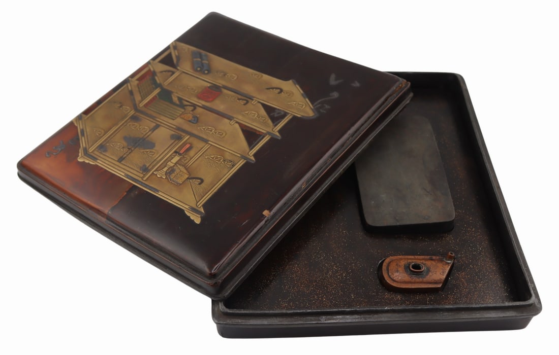 Japanese Lacquered and Gilt Decorated Writing Set. (1 of 13)