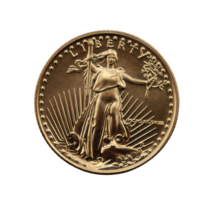 BULLION. 1988 $10 American Gold Eagle Coin. (1 of 2)