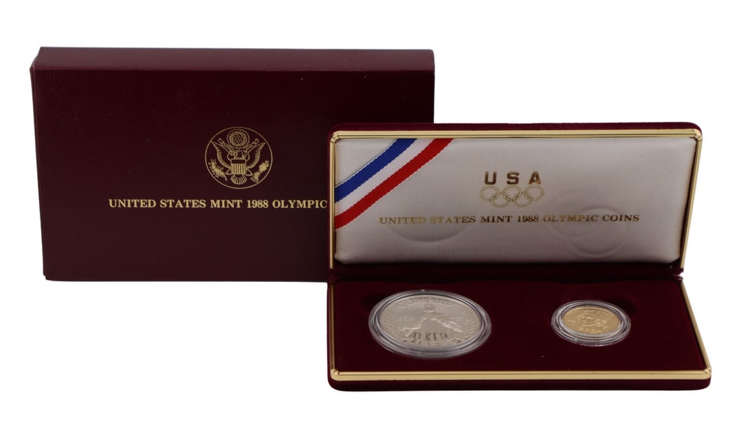 NUMISMATICS. 1988 2-Coin Commem Olympic Proof Set. (1 of 7)