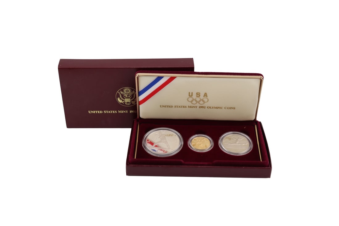NUMISMATICS. 1992 3-Coin Commem Olympic Proof Set. (1 of 10)