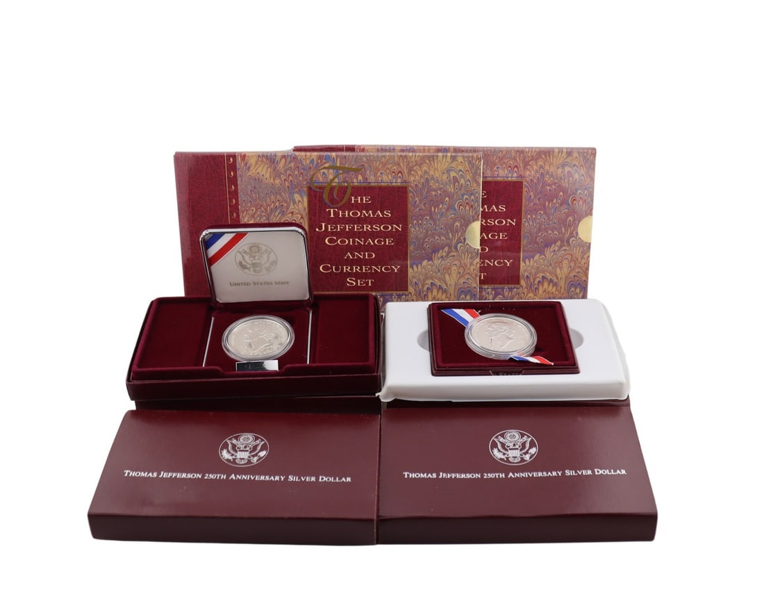 NUMISMATICS. (6) 1993 $1 Silver Thomas Jefferson (1 of 11)