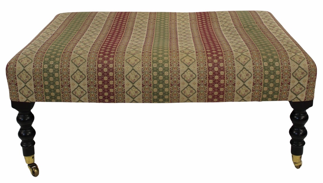 George Smith Vintage Upholstered Ottoman.: Good large size with label. From a 740 Park Ave, NYC estate. - Dimensions: 40" x 29.5" x 17.5"