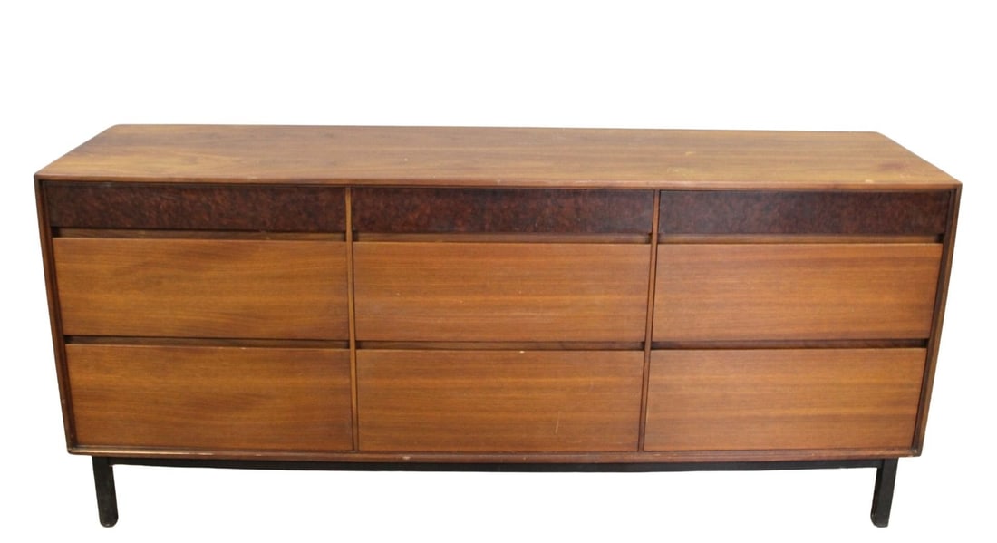 Midcentury Walnut 9 Drawer Dresser. (1 of 7)