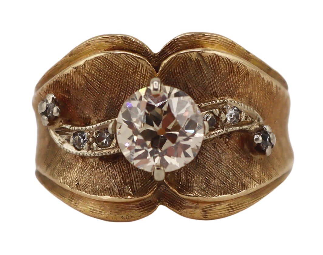 JEWELRY. 13.5kt Gold and OEC Diamond Ring. (1 of 8)