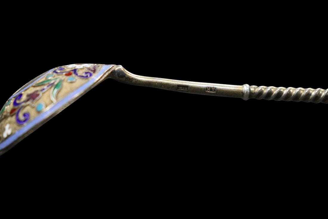 SILVER Assorted Russian Silver and Enamel Flatware - 10