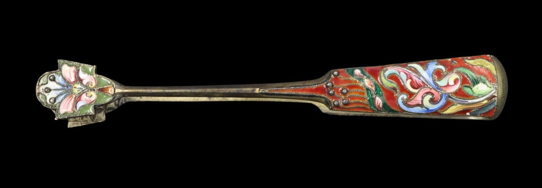 SILVER Assorted Russian Silver and Enamel Flatware - 14