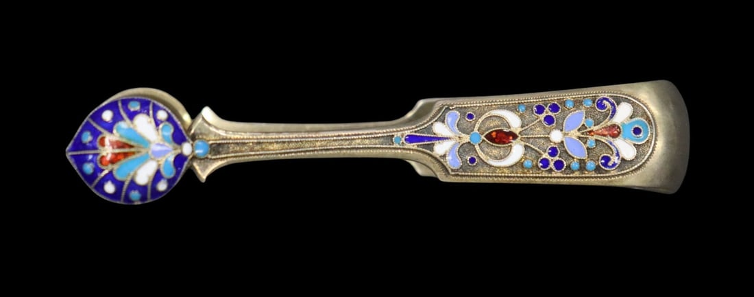 SILVER Assorted Russian Silver and Enamel Flatware - 15