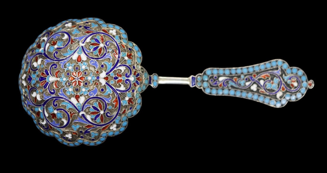 SILVER Assorted Russian Silver and Enamel Flatware - 2