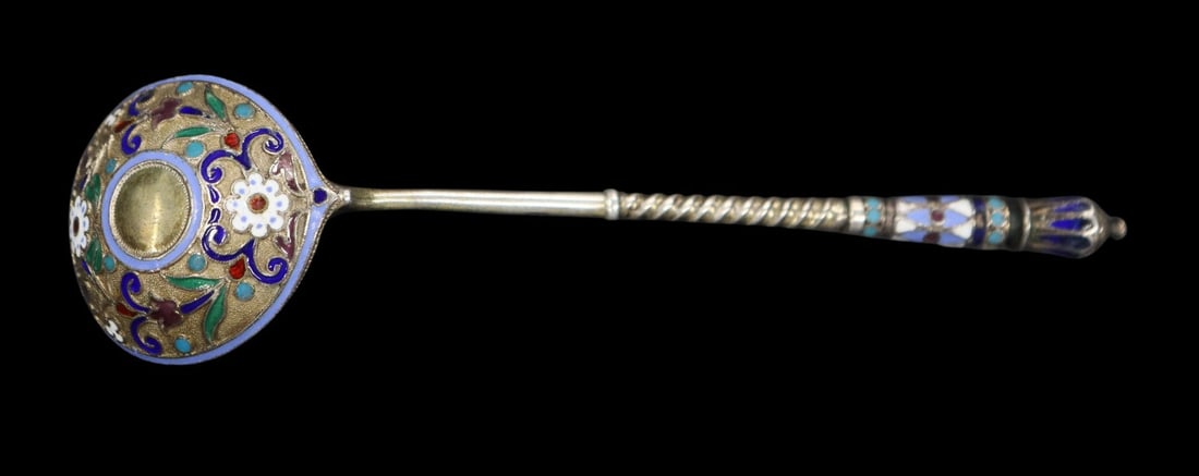 SILVER Assorted Russian Silver and Enamel Flatware - 5