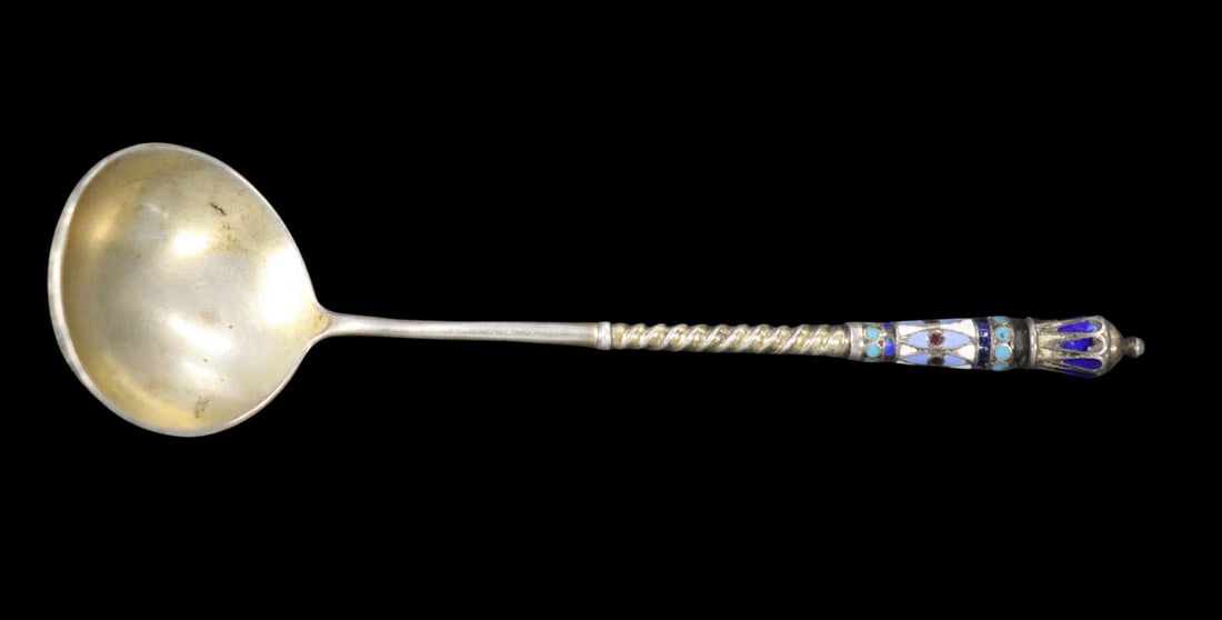 SILVER Assorted Russian Silver and Enamel Flatware - 6