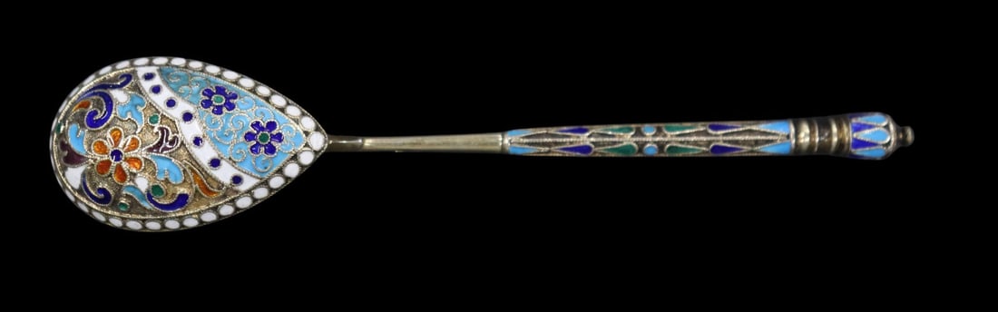 SILVER Assorted Russian Silver and Enamel Flatware - 7