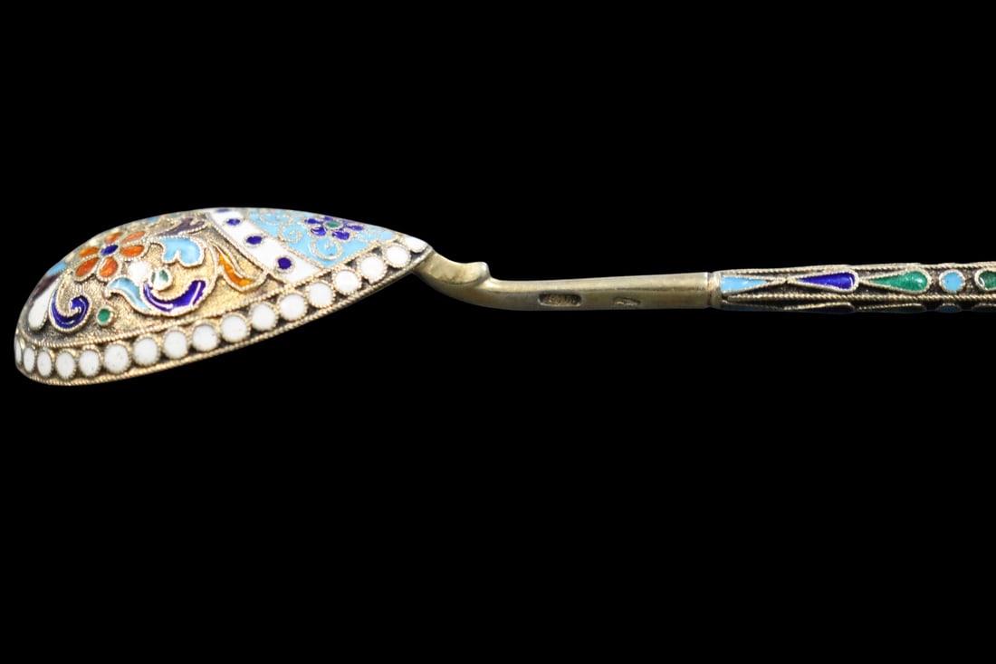 SILVER Assorted Russian Silver and Enamel Flatware - 9