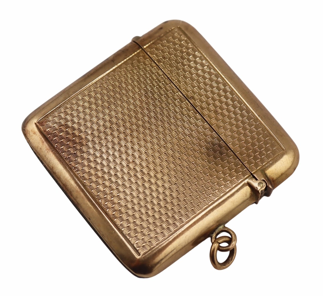 GOLD. Signed C&C English 9ct Gold Vesta Case. (1 of 6)