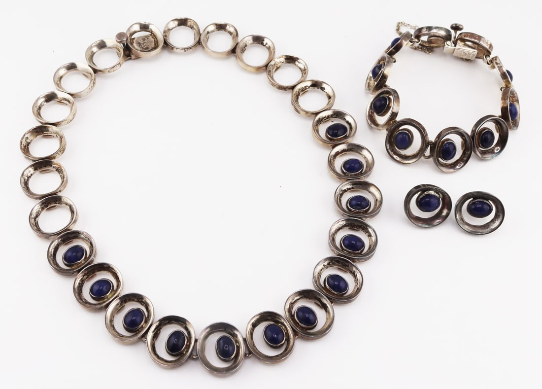 JEWELRY. 4 Pc. Los Ballesteros? Sterling and Lapis (1 of 11)