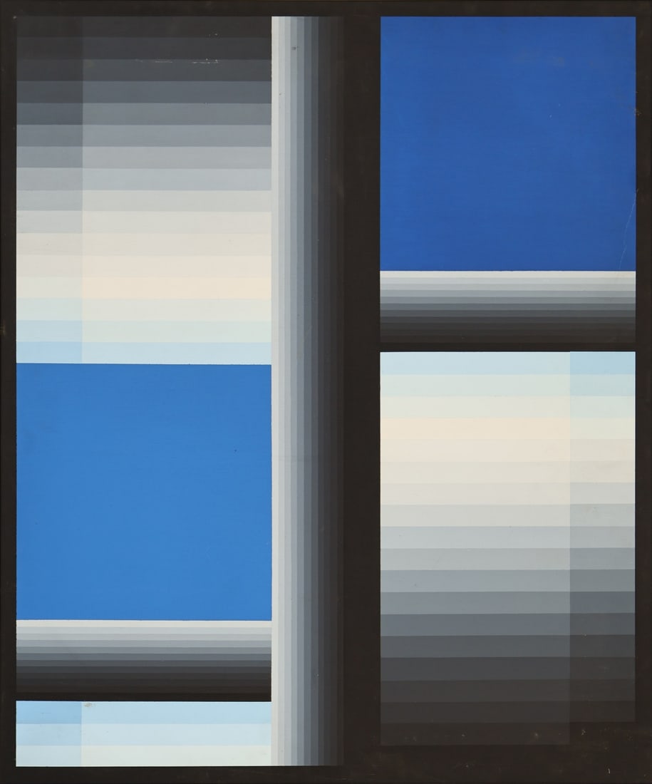 MASUHO OHNO (JAPANESE, b. 1936).: 'Work '69 1-4'. Acrylic on board stretched over board. Verso: Inscribed and signed with chop mark in black and red paint. Property of a Manhattan, NYC collection. Dimensions: 28.75" h x 23.75&quo