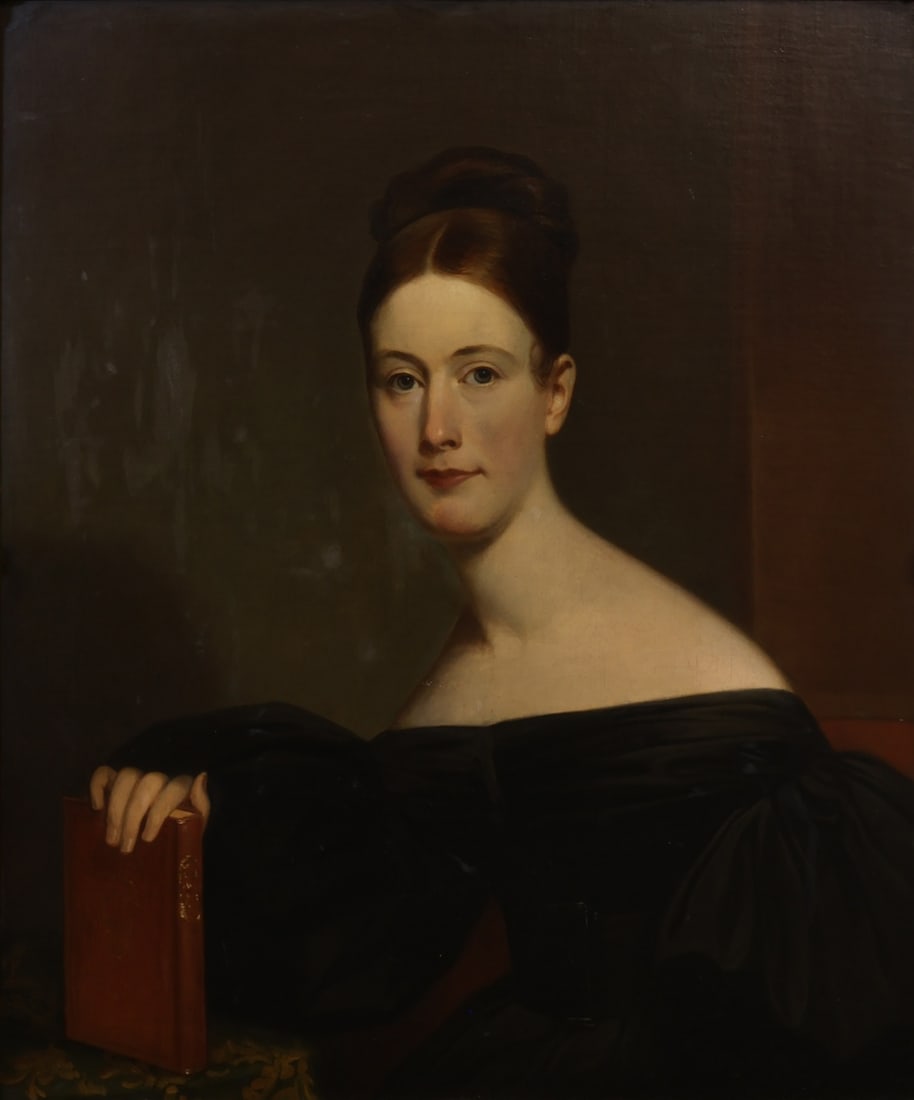 JACOB EICHHOLTZ (AMERICAN, 1776-1842).: 'Portrait of Catherine Valentine Vassar'. Oil on canvas. Verso: Attached piece of canvas on stretcher ascribing artist and date. Provenance: By direct descent of the sitter. Property of a Nova Scotia,