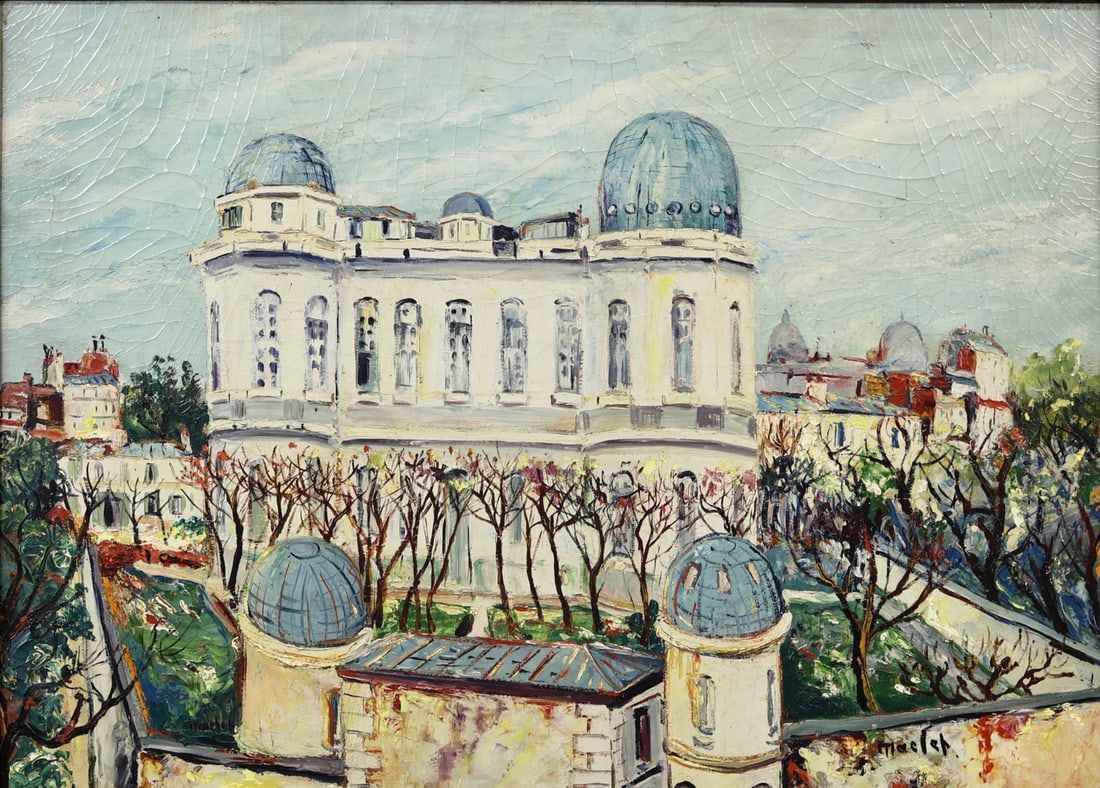 ELISEE MACLET (FRENCH, 1881-1962).: 'The Observatory'. Oil on board. Signed lower right. Property of a New Rochelle, NY collection. Dimensions: 20.5" h x 28.5" w. Frame: 29.25" h x 37.5" w.