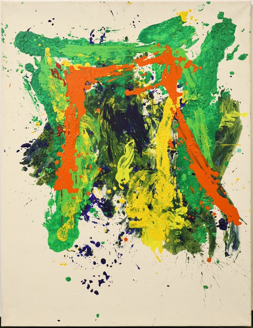 HOSUP HWANG (KOREAN, B. 1955).: 'II,I,91''. Mixed media on linen. Verso: titled, signed, and dated. Property from a Manhattan, NYC, Korean Fine Art Collection. Dimensions: 45.5" h x 35" w (unframed).