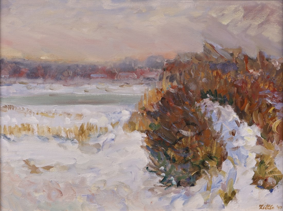 DAVID LITTLE (AMERICAN, B. 1951).: 'Morning Haze'. 1997. Oil on canvas. Signed and dated lower right. Verso: Signed and titled on canvas flap. Artist labels. Property from a NYC collection. Dimensions: 14" h x 18" w. Frame: 2
