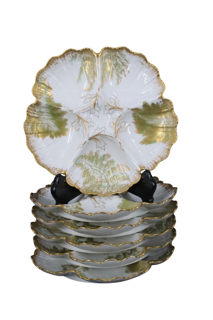 6 Limoges Porcelain Oyster Plates. (1 of 6)
