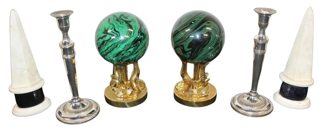 Pair of Marble Obelisks & Pair of Decorative Balls (1 of 12)