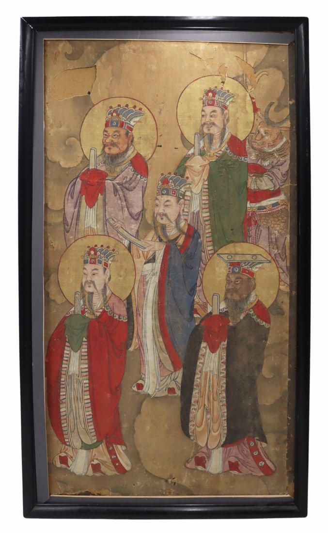 Antique Chinese Painting of Five Deities. (1 of 14)
